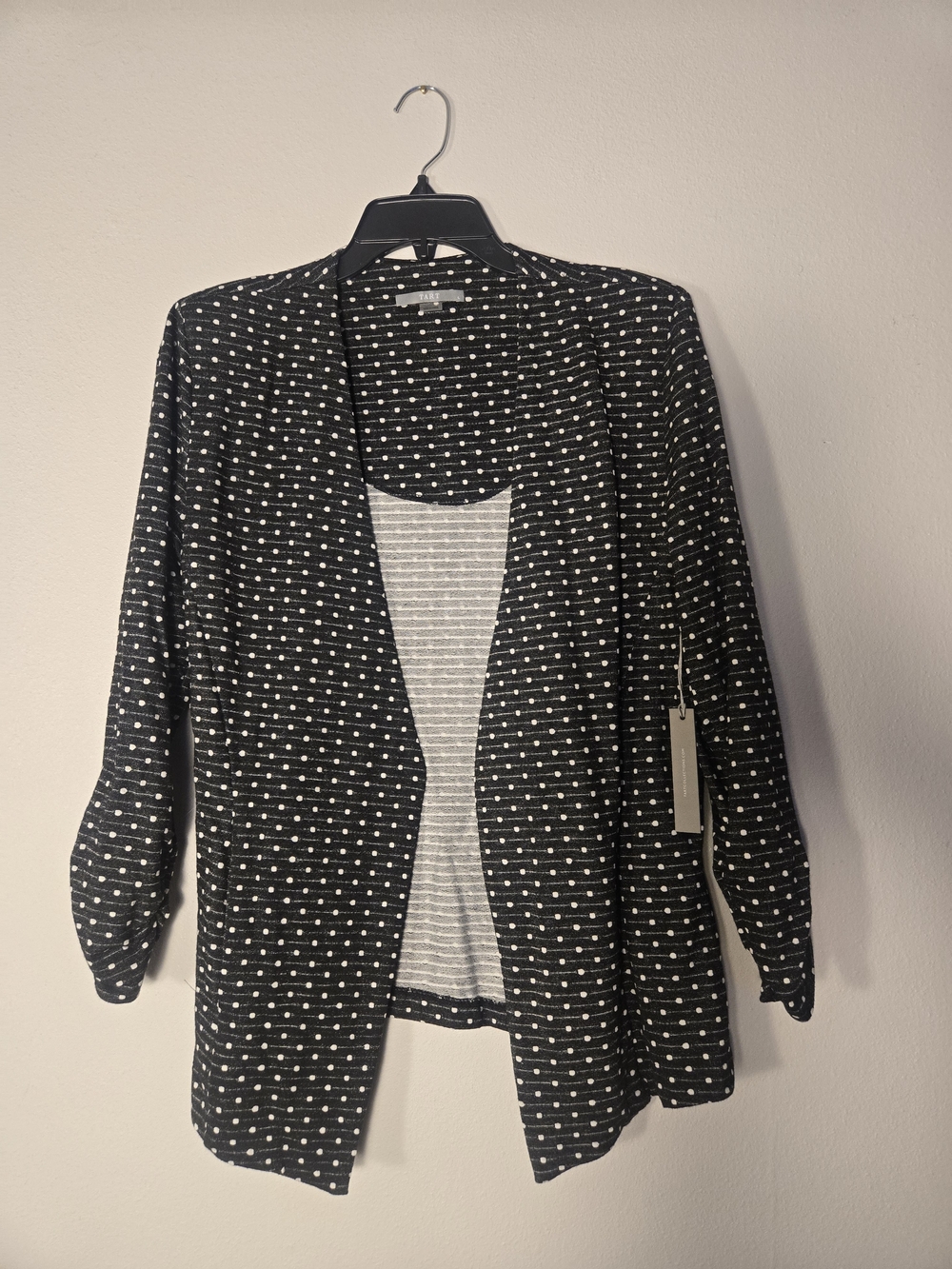 Tart Black & White Polka Dot Open Front Jacket